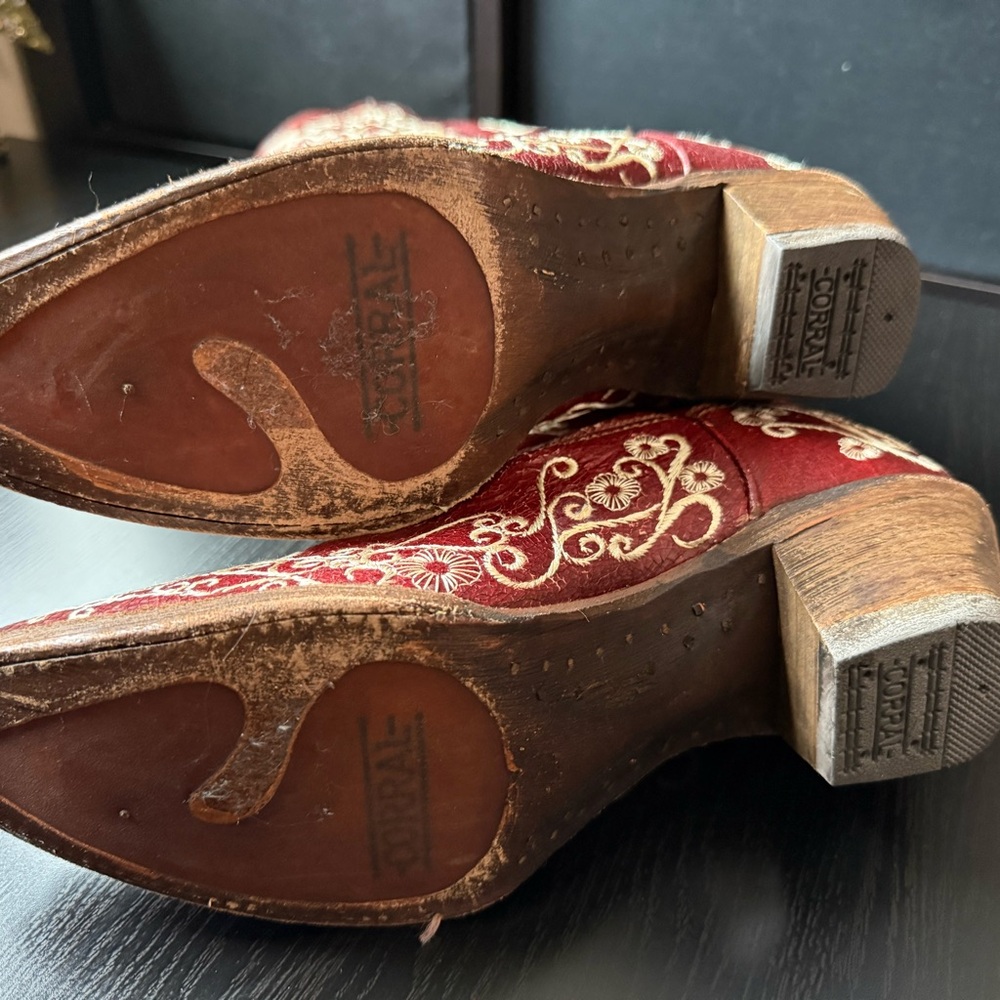 Corral Red Embroidered Western Boots Tall Leather Cowgirl Boots Size 7.5M NWOT - Picture 12 of 15